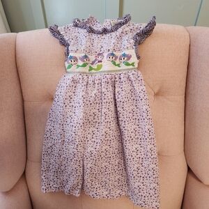 Lil Cactus Mermaid 3t Smocked Purple Beach Summer Dress